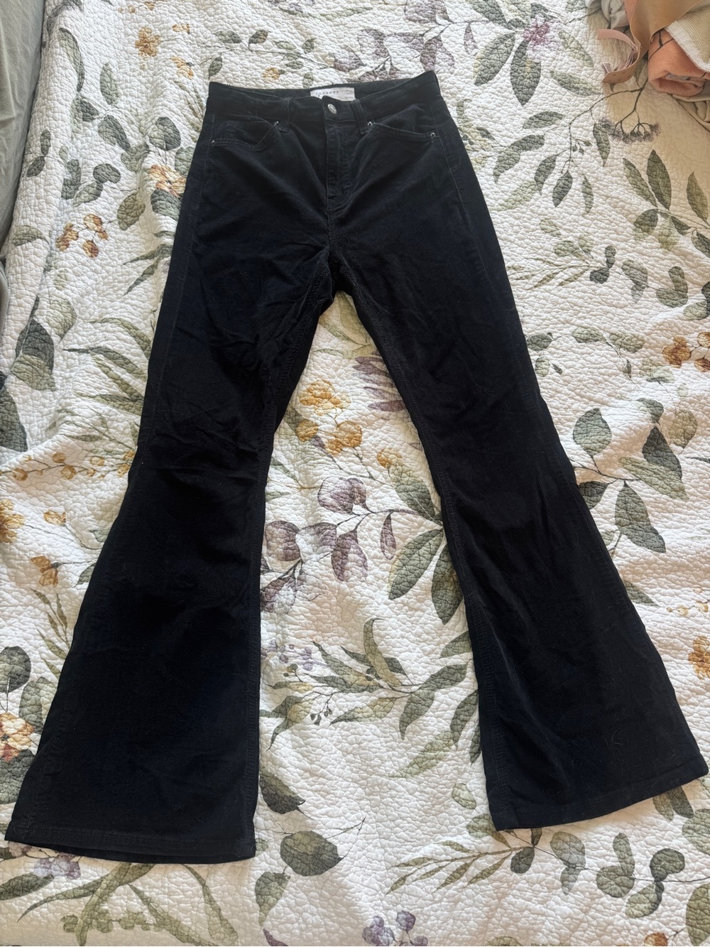Topshop Black Corduroy Flare Jeans